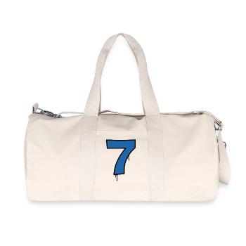 Graffiti Sieben Blau Tropfen - Recycelte Canvas-Sporttasche von Stanley/Stella - Naturweiß - Vorne