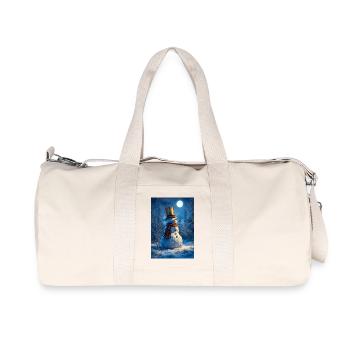 Moonlit Snowman in Frost Forest - Recycled Canvas Sports Bag by Stanley/Stella - natural - Front