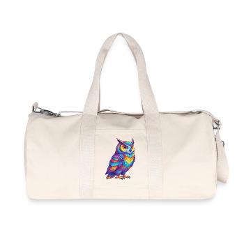 Bunte Eulen-Regenbogen-Pop-Art-Aquarell - Recycelte Canvas-Sporttasche von Stanley/Stella - Naturweiß - Vorne