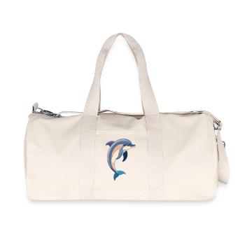 blauer Delfin springt aus Wasser Illustration - Recycelte Canvas-Sporttasche von Stanley/Stella - Naturweiß - Vorne