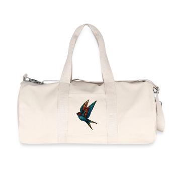 Swallow Stained Glass Mosaic Colorful Bird - Recycled Canvas Sports Bag by Stanley/Stella - natural - Front