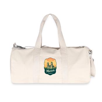 Münchner Frauenkirche Deutschland Vintage Sunset Abzeichen - Recycelte Canvas-Sporttasche von Stanley/Stella - Naturweiß - Vorne