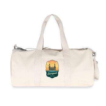 Liverpool Liver Building Retro Badge - Recycled Canvas Sports Bag by Stanley/Stella - natural - Front