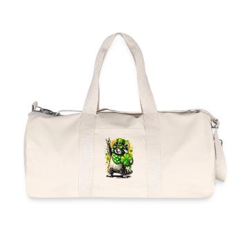 Raccoon St Patrick's Day Shamrock Funny - Recycled Canvas Sports Bag by Stanley/Stella - natural - Front
