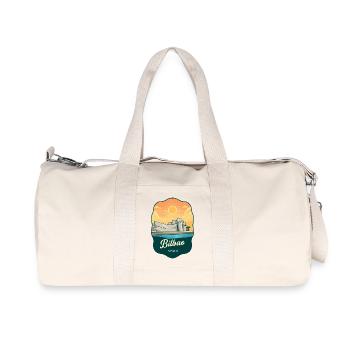 Bilbao Guggenheim Retro Sunset Travel Badge - Recycled Canvas Sports Bag by Stanley/Stella - natural - Front