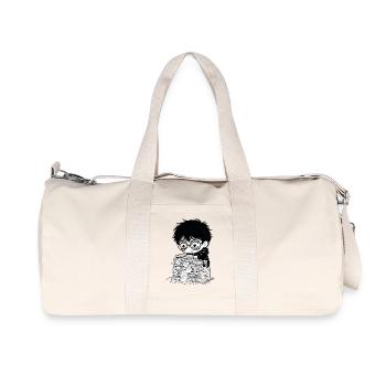Student Burnout Sticker Books Black and White - Recycled Canvas Sports Bag by Stanley/Stella - natural - Front