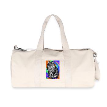chat - Sac de sport en toile recyclée Stanley/Stella - blanc naturel - Devant
