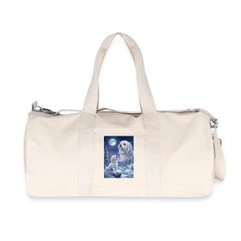 Howling to the Moon Meme Hund Malteser - Recycelte Canvas-Sporttasche von Stanley/Stella - Naturweiß - Vorne
