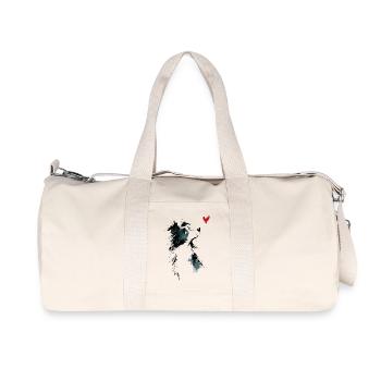 Border Collie Watercolor Heart Dog Gift - Recycled Canvas Sports Bag by Stanley/Stella - natural - Front