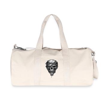 Chained Skull Gothic Horror-Grafik - Recycelte Canvas-Sporttasche von Stanley/Stella - Naturweiß - Vorne