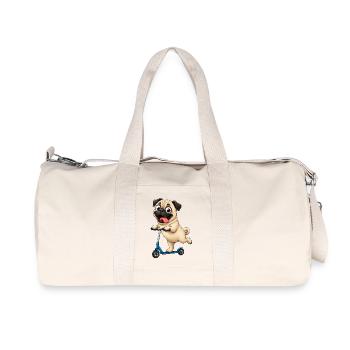 Carlin, trottinette, trottinette, dessin animé drôle - Sac de sport en toile recyclée Stanley/Stella - blanc naturel - Devant