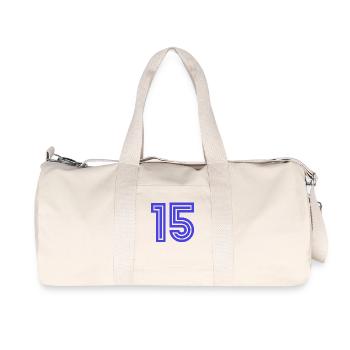 15. 15 ANS. 15e ANNIVERSAIRE. ANNIVERSAIRE 15 ANS. - Sac de sport en toile recyclée Stanley/Stella - blanc naturel - Devant