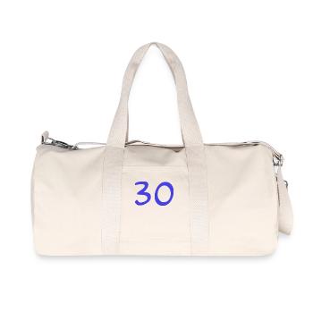 ANNIVERSAIRE. HAPPY BIRTHDAY. JOYEUX ANNIVERSAIRE. - Sac de sport en toile recyclée Stanley/Stella - blanc naturel - Devant