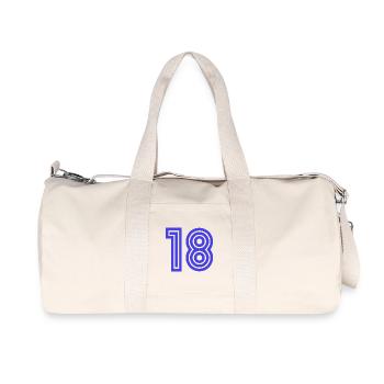 18. 18 JAHRE ALT. 18-JÄHRIGES JUBILÄUM. 18. GEBURTSTAG. - Recycelte Canvas-Sporttasche von Stanley/Stella - Naturweiß - Vorne