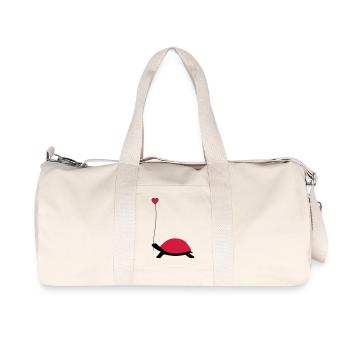 Tortue avec ballon de coeur - Sac de sport en toile recyclée Stanley/Stella - blanc naturel - Devant