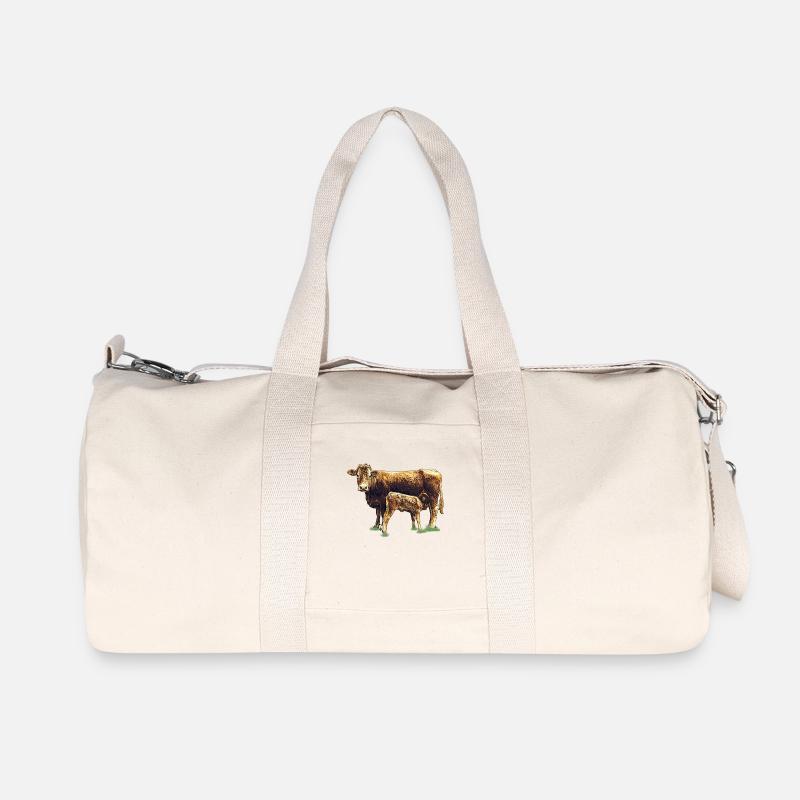 kuh mit kalb - Recycelte Canvas-Sporttasche von Stanley/Stella - Naturweiß