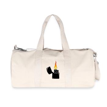 Flammenschädel und schwarzes Feuerzeug - Recycelte Canvas-Sporttasche von Stanley/Stella - Naturweiß - Vorne