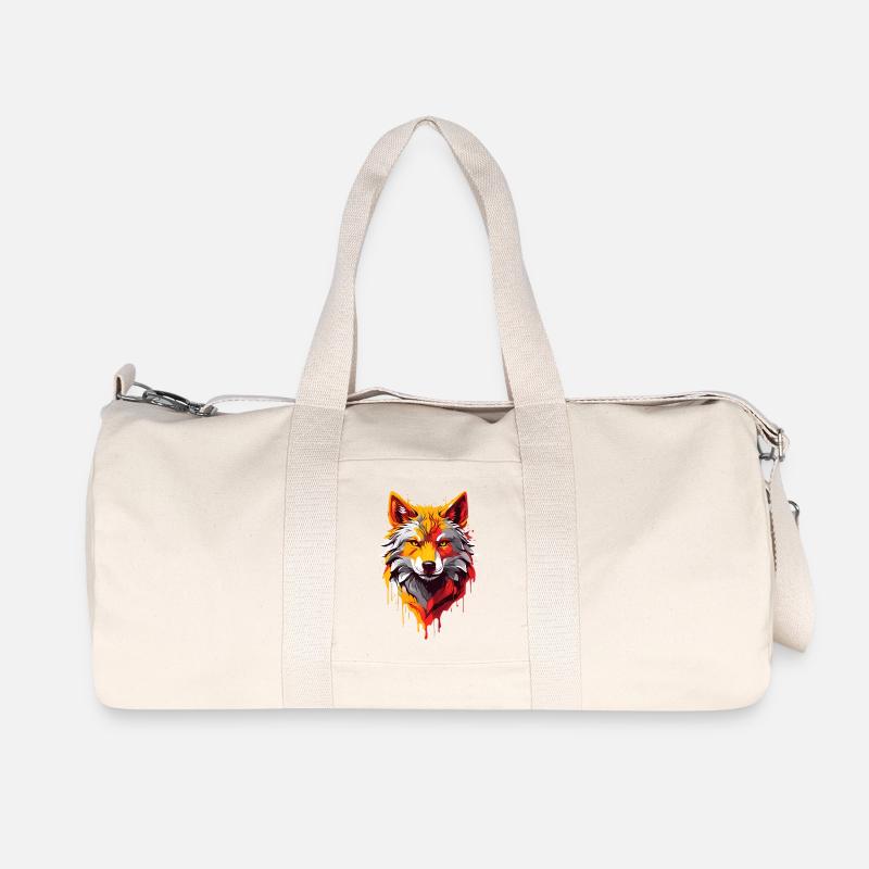 Coole Wolf - Recycelte Canvas-Sporttasche von Stanley/Stella - Naturweiß