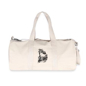 Ostsee Strand Linolschnitt schwarz - Recycelte Canvas-Sporttasche von Stanley/Stella - Naturweiß - Vorne