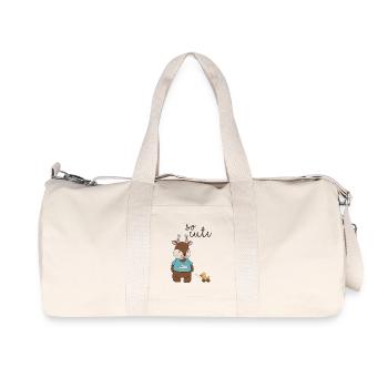 So Cute – Reh mit Entchen 🦌💛 - Recycelte Canvas-Sporttasche von Stanley/Stella - Naturweiß - Vorne