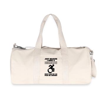 Même si j’ai un handicap, le fauteuil roulant ne pousse pas* - Sac de sport en toile recyclée Stanley/Stella - blanc naturel - Devant