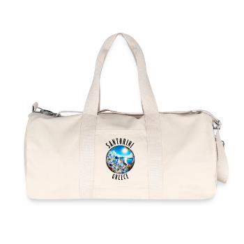 Vacances à Santorin en Grèce sur l'île grecque - Sac de sport en toile recyclée Stanley/Stella - blanc naturel - Devant