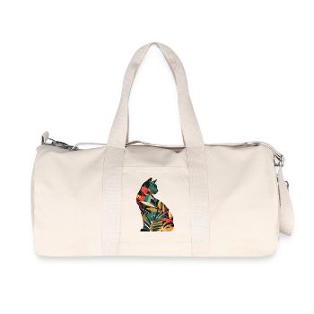 Cat Silhouette Retro Look - Recycled Canvas Sports Bag by Stanley/Stella - natural - Front