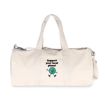 Support your local planet (hell) - Recycelte Canvas-Sporttasche von Stanley/Stella - Naturweiß - Vorne