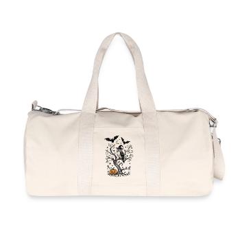 Witch owl in the tree with pumpkin - Halloween - Recycled Canvas Sports Bag by Stanley/Stella - natural - Front
