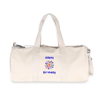 JOYEUX ANNIVERSAIRE. HAPPY BIRTHDAY. ANNIVERSAIRE. - Sac de sport en toile recyclée Stanley/Stella - blanc naturel - Devant