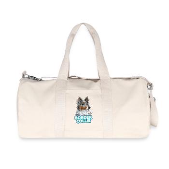 TEAM Border Collie Langhaar - Blau Merle Tri - Recycelte Canvas-Sporttasche von Stanley/Stella - Naturweiß - Vorne