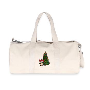 Reindeer Elmondo in front of a colorful Christmas tree - Recycled Canvas Sports Bag by Stanley/Stella - natural - Front