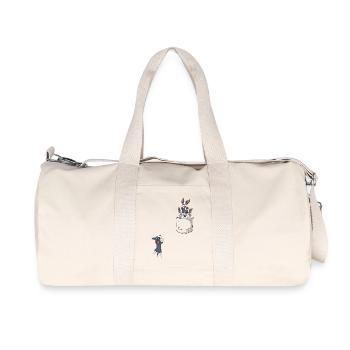 Verspieltes Boston Terrier Pocket Cartoon Design - Recycelte Canvas-Sporttasche von Stanley/Stella - Naturweiß - Vorne
