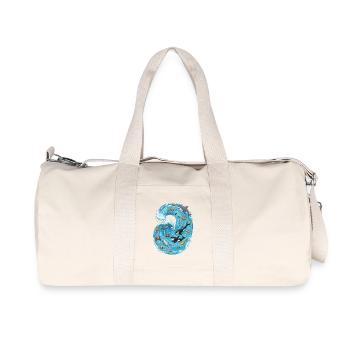 Meereswelle mit Meerestieren - Recycelte Canvas-Sporttasche von Stanley/Stella - Naturweiß - Vorne