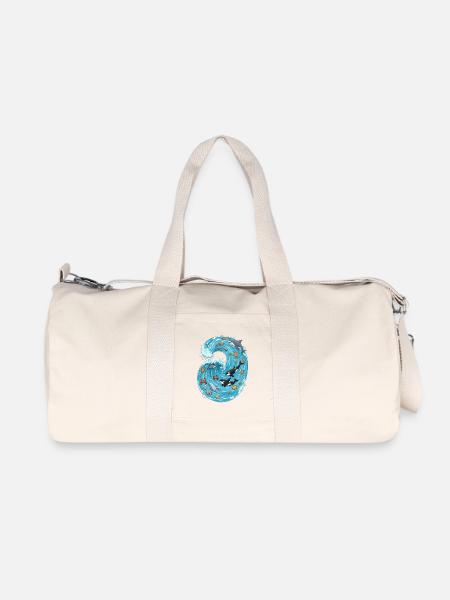 Sea wave with sea creatures - Recycled Canvas Sports Bag by Stanley/Stella - natural