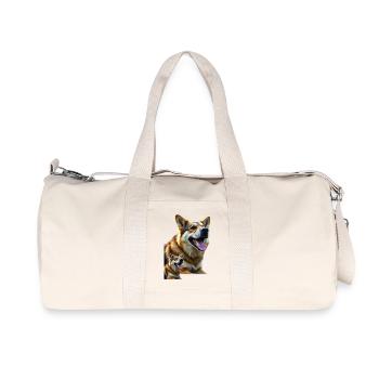 Freudiger Hundemotiv auf lebendiger Leinwand - Recycelte Canvas-Sporttasche von Stanley/Stella - Naturweiß - Vorne