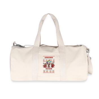 Gingerbread Tester with Unicorn Christmas - Recycled Canvas Sports Bag by Stanley/Stella - natural - Front
