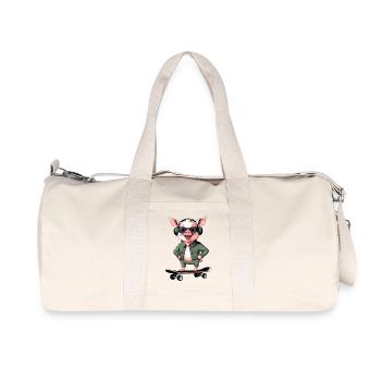 Skateboard Pig Retro Look - Recycled Canvas Sports Bag by Stanley/Stella - natural - Front