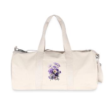 Bouquet of purple and lilac flowers - oil on canvas - Recycled Canvas Sports Bag by Stanley/Stella - natural - Front