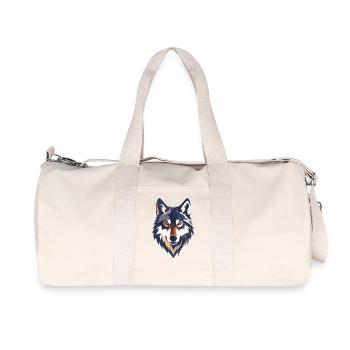 Wolfskopf Illustration starkes cooles Wolf Motiv - Recycelte Canvas-Sporttasche von Stanley/Stella - Naturweiß - Vorne