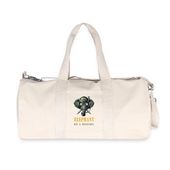 Éléphant en mission - Sac de sport en toile recyclée Stanley/Stella - blanc naturel - Devant