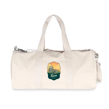 Rome Colosseum Retro Sunset Travel Badge - Recycled Canvas Sports Bag by Stanley/Stella - natural - Front