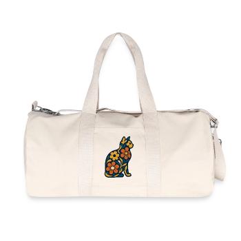 Chat fleur populaire dans un motif floral - Sac de sport en toile recyclée Stanley/Stella - blanc naturel - Devant