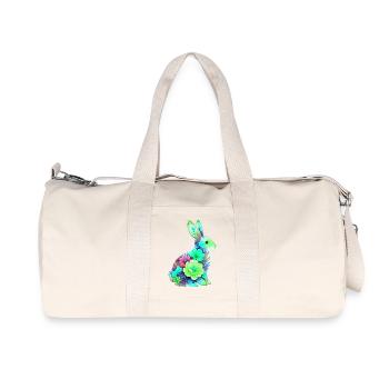 Bunny Watercolor Flowers Easter - Recycled Canvas Sports Bag by Stanley/Stella - natural - Front