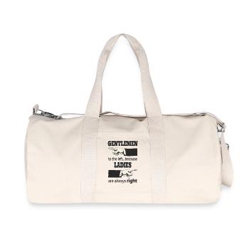 Gentlemen to the Left – Ladies Are Always RIGHT - Recycled Canvas Sports Bag by Stanley/Stella - natural - Front