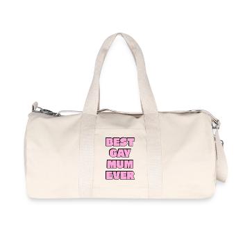 Beste schwule Mutter aller Zeiten fett rosa Text - Recycelte Canvas-Sporttasche von Stanley/Stella - Naturweiß - Vorne