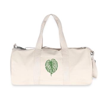 Monstera Leaf – Botanical Nature Motif - Recycled Canvas Sports Bag by Stanley/Stella - natural - Front
