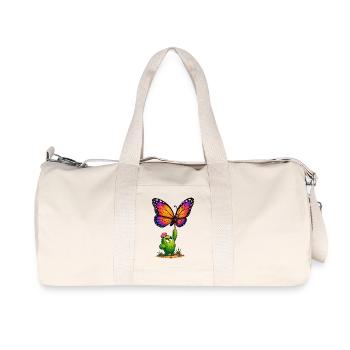 Colorful butterfly meets cactus hero - Recycled Canvas Sports Bag by Stanley/Stella - natural - Front