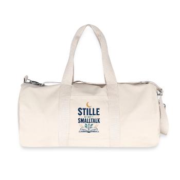 Titel: Stille Statt Smalltalk Lesen Motiv - Recycelte Canvas-Sporttasche von Stanley/Stella - Naturweiß - Vorne