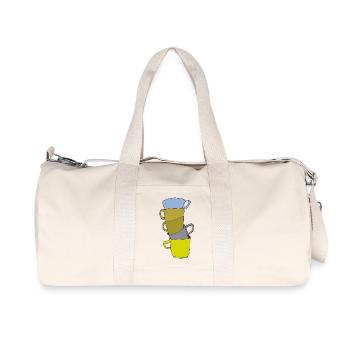 Art des tasses à café colorées empilées - Sac de sport en toile recyclée Stanley/Stella - blanc naturel - Devant